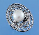 White and Black Plated Silver Ring with 9.5-10mm Button Shape Freshwater Pearl - Wing Wo Hing Jewelry Group - Pearl Jewelry Manufacturer
