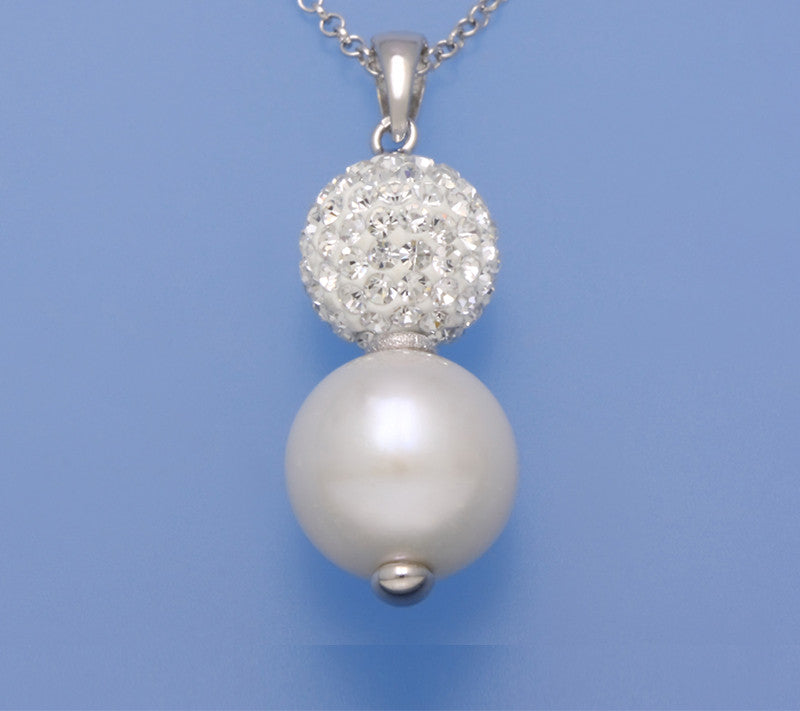 Sterling Silver Pendant with 11-11.5mm Potato Shape Freshwater Pearl and Cubic Zirconia - Wing Wo Hing Jewelry Group - Pearl Jewelry Manufacturer