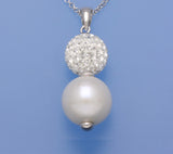 Sterling Silver Pendant with 11-11.5mm Potato Shape Freshwater Pearl and Cubic Zirconia - Wing Wo Hing Jewelry Group - Pearl Jewelry Manufacturer