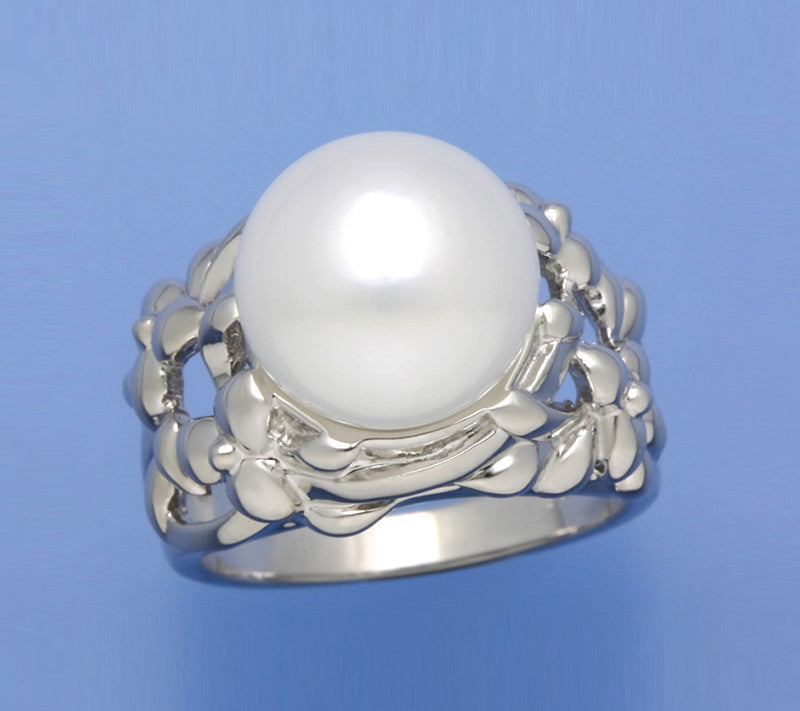 Sterling Silver Ring with 12-12.5mm Button Shape Freshwater Pearl - Wing Wo Hing Jewelry Group - Pearl Jewelry Manufacturer