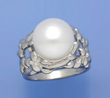 Sterling Silver Ring with 12-12.5mm Button Shape Freshwater Pearl - Wing Wo Hing Jewelry Group - Pearl Jewelry Manufacturer