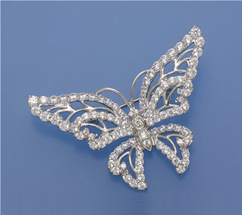 Sterling Silver Brooch with Cubic Zirconia