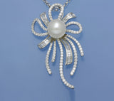 Sterling Silver Pendant with 8.5-9mm Drop Shape Freshwater Pearl and Cubic Zirconia - Wing Wo Hing Jewelry Group - Pearl Jewelry Manufacturer