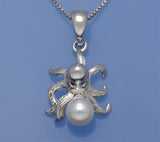 Sterling Silver Pendant with 5-5.5mm Button Shape Freshwater Pearl and Red Corundum - Wing Wo Hing Jewelry Group - Pearl Jewelry Manufacturer