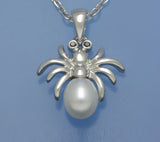 Sterling Silver Pendant with 6-6.5mm Drop Shape Freshwater Pearl and Cubic Zirconia - Wing Wo Hing Jewelry Group - Pearl Jewelry Manufacturer