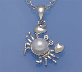 Sterling Silver Pendant with 5.5-6mm Button Shape Freshwater Pearl and Cubic Zirconia - Wing Wo Hing Jewelry Group - Pearl Jewelry Manufacturer