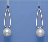 Sterling Silver Earrings with 10-10.5mm Drop Shape Freshwater Pearl - Wing Wo Hing Jewelry Group - Pearl Jewelry Manufacturer