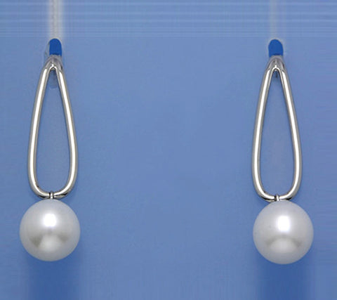 Sterling Silver Earrings with 10-10.5mm Drop Shape Freshwater Pearl