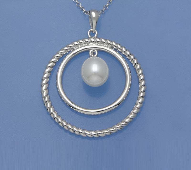 Sterling Silver Pendant with 7.5-8.5mm Drop Shape Freshwater Pearl - Wing Wo Hing Jewelry Group - Pearl Jewelry Manufacturer