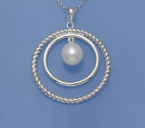Sterling Silver Pendant with 7.5-8.5mm Drop Shape Freshwater Pearl - Wing Wo Hing Jewelry Group - Pearl Jewelry Manufacturer