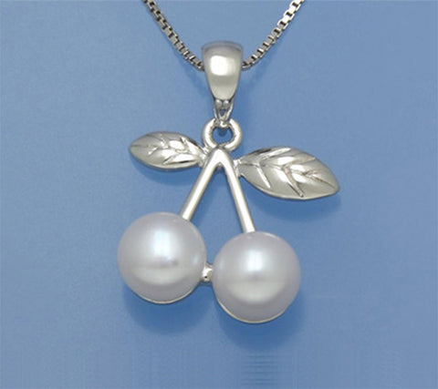 Sterling Silver Pendant with 6-6.5mm Button Shape Freshwater Pearl