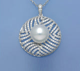Sterling Silver Pendant with 12-12.5mm Button Shape Freshwater Pearl - Wing Wo Hing Jewelry Group - Pearl Jewelry Manufacturer
