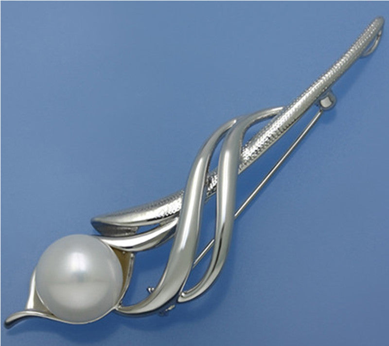 Sterling Silver Brooch with 11-11.5mm Button Shape Freshwater Pearl - Wing Wo Hing Jewelry Group - Pearl Jewelry Manufacturer