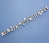 Sterling Silver Bracelet with 6.5-7mm Potato Shape Freshwater Pearl and Cubic Zirconia - Wing Wo Hing Jewelry Group - Pearl Jewelry Manufacturer