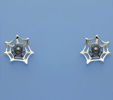 Sterling Silver Earrings with 4.5-5mm Button Shape Freshwater Pearl
