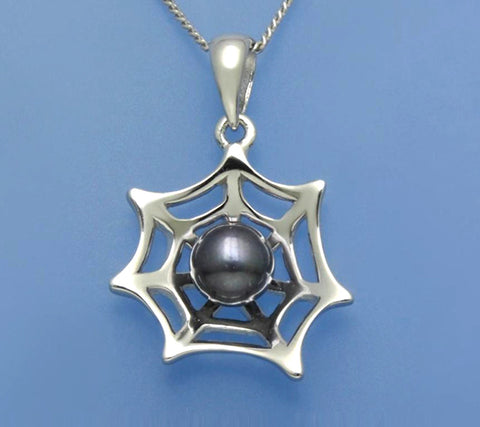 Sterling Silver Pendant with 5.5-6mm Button Shape Freshwater Pearl