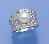 Sterling Silver Ring with 8.5-9mm Button Shape Freshwater Pearl - Wing Wo Hing Jewelry Group - Pearl Jewelry Manufacturer