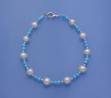 Sterling Silver Bracelet with 6-6.5mm Potato Shape Pearl and Turquoise - Wing Wo Hing Jewelry Group - Pearl Jewelry Manufacturer