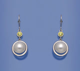 Sterling Silve Earrings with 9.5-10mm Button Shape Freshwater Pearl and Cubic Zirconia - Wing Wo Hing Jewelry Group - Pearl Jewelry Manufacturer