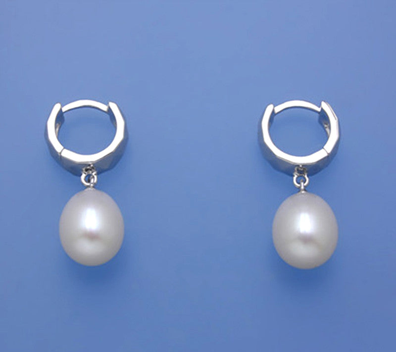 Sterling Silver Earrings with 9.5-10mm Drop Shape Freshwater Pearl - Wing Wo Hing Jewelry Group - Pearl Jewelry Manufacturer