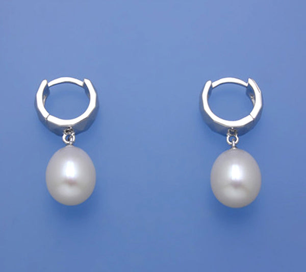 Sterling Silver Earrings with 9.5-10mm Drop Shape Freshwater Pearl - Wing Wo Hing Jewelry Group - Pearl Jewelry Manufacturer
