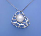 Sterling Silver Pendant with 10.5-11mm Button Shape Freshwater Pearl - Wing Wo Hing Jewelry Group - Pearl Jewelry Manufacturer