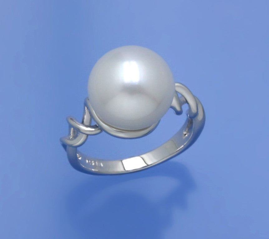 Sterling Silver Ring with 12-12.5mm Button Shape Freshwater Pearl - Wing Wo Hing Jewelry Group - Pearl Jewelry Manufacturer