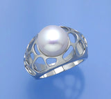 Sterling Silver Ring with 11-11.5mm Button Shape Freshwater Pearl - Wing Wo Hing Jewelry Group - Pearl Jewelry Manufacturer