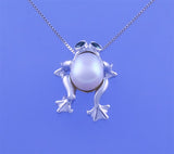Sterling Silver Pendant with 7.5-8mm Drop Shape Freshwater Pearl and Cubic Zirconia - Wing Wo Hing Jewelry Group - Pearl Jewelry Manufacturer