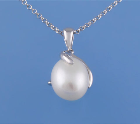 Sterling Silver Pendant with 9.5-10mm Drop Shape Freshwater Pearl