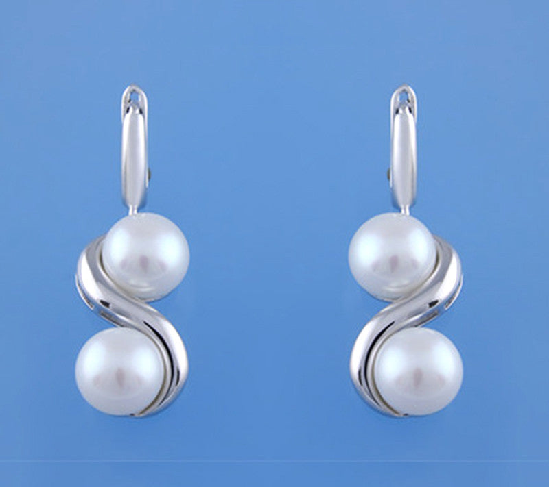 Sterling Silver Earrings with 8.5-9mm Button Shape Freshwater Pearl - Wing Wo Hing Jewelry Group - Pearl Jewelry Manufacturer