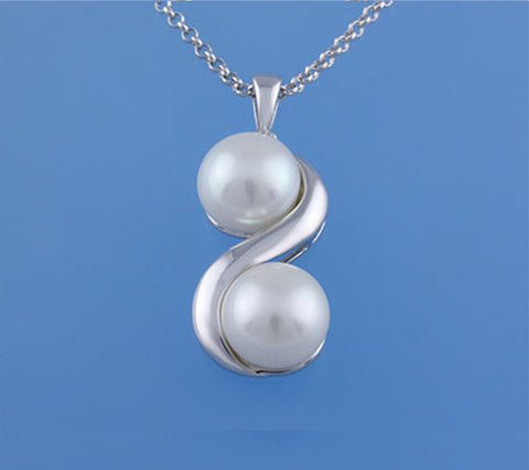 Sterling Silver Pendant with 9.5-10mm Button Shape Freshwater Pearl