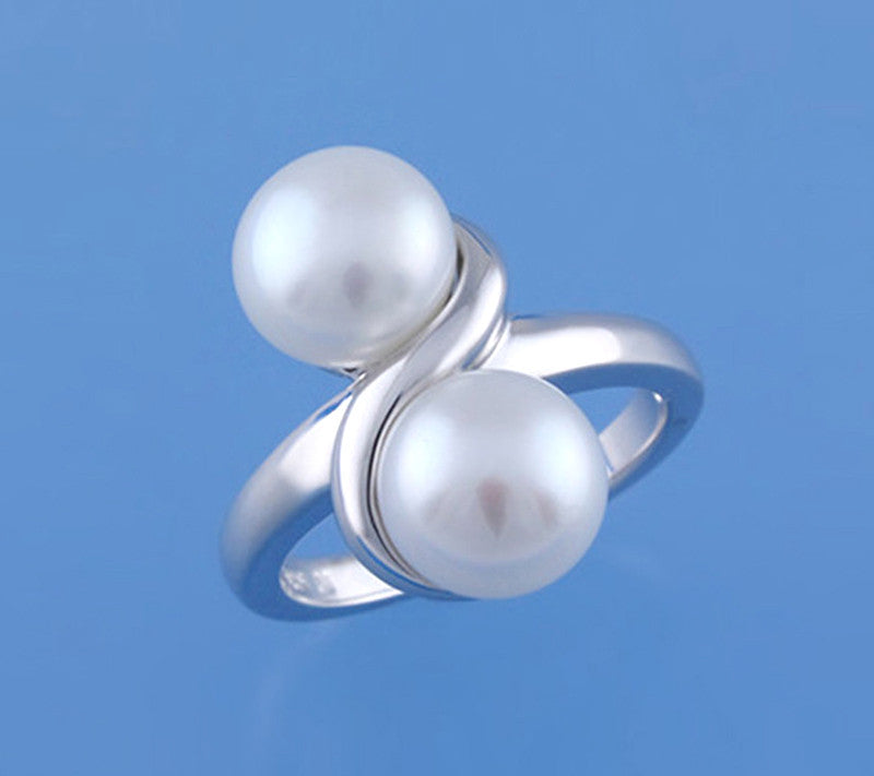 Sterling Silver Ring with 8.5-9mm Button Shape Freshwater Pearl - Wing Wo Hing Jewelry Group - Pearl Jewelry Manufacturer