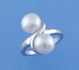 Sterling Silver Ring with 8.5-9mm Button Shape Freshwater Pearl - Wing Wo Hing Jewelry Group - Pearl Jewelry Manufacturer