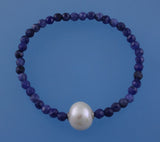 Sterling Silver Bracelet with 11.5-12.5mm Potato Shape Freshwater Pearl and Sodalite - Wing Wo Hing Jewelry Group - Pearl Jewelry Manufacturer