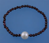 Sterling Silver Bracelet with 11.5-12.5mm Round Shape Freshwater Pearl and Gernat - Wing Wo Hing Jewelry Group - Pearl Jewelry Manufacturer