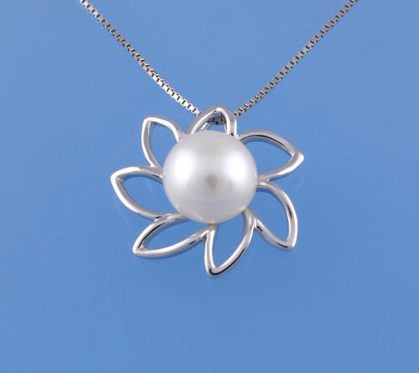 Sterling Silver Pendant with 9-9.5mm Button Shape Freshwater Pearl - Wing Wo Hing Jewelry Group - Pearl Jewelry Manufacturer