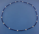 Sterling Silver Bracelet with 7.5-8mm Potato Shape Freshwater Pearl and Blue-Veins Stone - Wing Wo Hing Jewelry Group - Pearl Jewelry Manufacturer