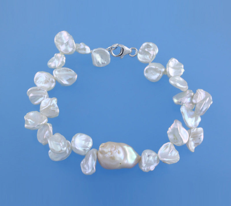 Sterling Silver Bracelet with Keshi and Baroque Shape Freshwater Pearl - Wing Wo Hing Jewelry Group - Pearl Jewelry Manufacturer
