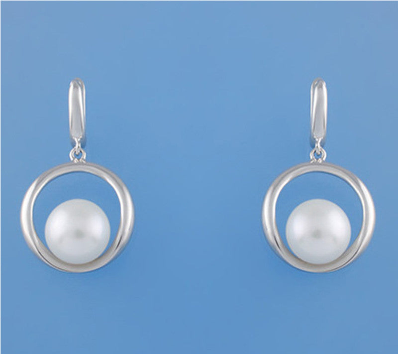 Sterling Silver Earrings with 10.5-11mm Button Shape Freshwater Pearl - Wing Wo Hing Jewelry Group - Pearl Jewelry Manufacturer