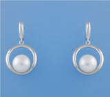 Sterling Silver Earrings with 10.5-11mm Button Shape Freshwater Pearl - Wing Wo Hing Jewelry Group - Pearl Jewelry Manufacturer