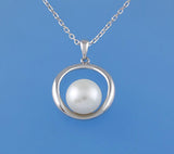 Sterling Silver Pendant with 10.5-11mm Button Shape Freshwater Pearl - Wing Wo Hing Jewelry Group - Pearl Jewelry Manufacturer