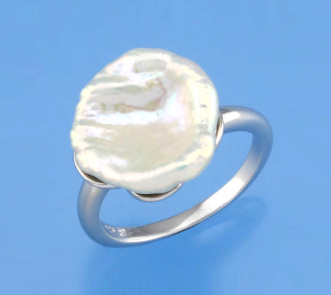 Sterling Silver Ring with 15-15.5mm Baroque Shape Freshwater Pearl