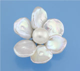 Sterling Silver Brooch with 12-15.5mm Button and Baroque Shape Freshwater Pearl - Wing Wo Hing Jewelry Group - Pearl Jewelry Manufacturer