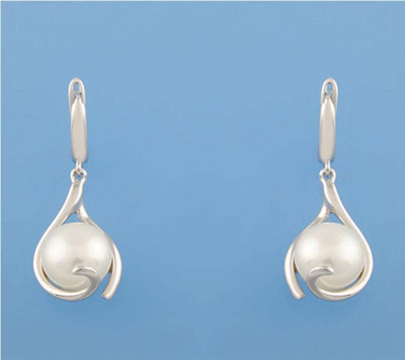 Sterling Silver Earrings with 10.5-11mm Button Shape Freshwater Pearl - Wing Wo Hing Jewelry Group - Pearl Jewelry Manufacturer