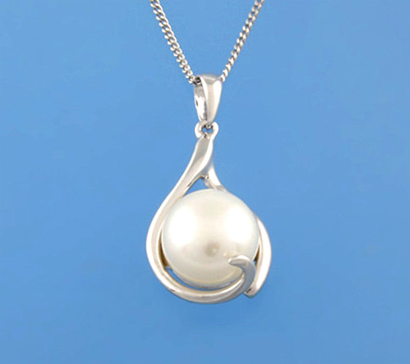 Sterling Silver Pendant with 10.5-11mm Button Shape Freshwater Pearl - Wing Wo Hing Jewelry Group - Pearl Jewelry Manufacturer
