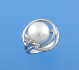 Sterling Silver Ring with 12-12.5mm Button Shape Freshwater Pearl - Wing Wo Hing Jewelry Group - Pearl Jewelry Manufacturer