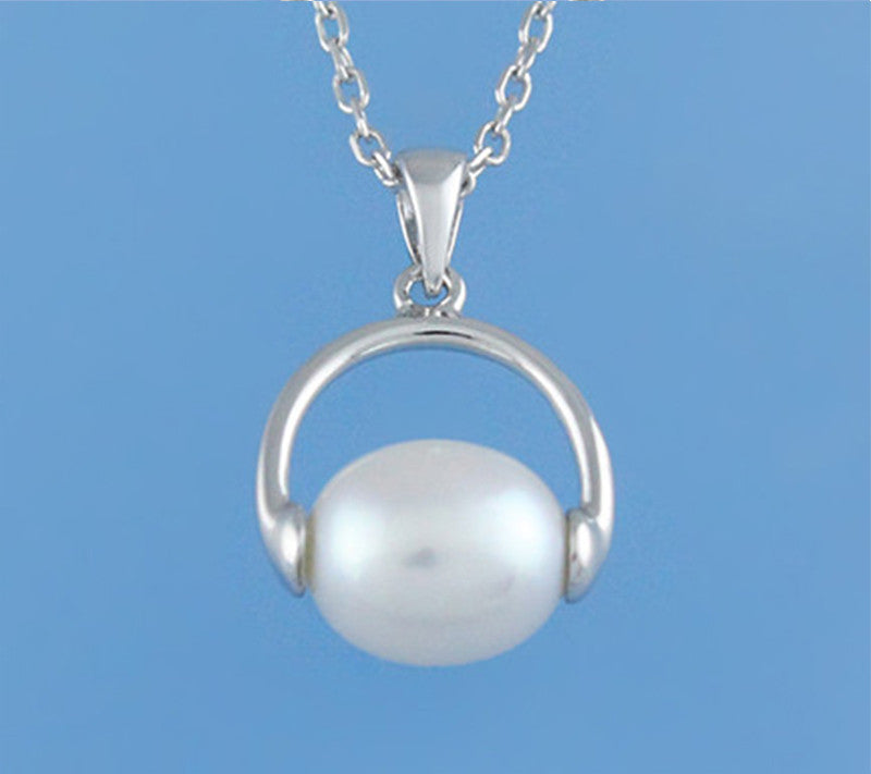 Sterling Silver Pendant with 9.5-10mm Oval Shape Freshwater Pearl - Wing Wo Hing Jewelry Group - Pearl Jewelry Manufacturer