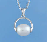 Sterling Silver Pendant with 9.5-10mm Oval Shape Freshwater Pearl - Wing Wo Hing Jewelry Group - Pearl Jewelry Manufacturer
