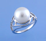 Sterling Silver Ring with 11-11.5mm Button Shape Freshwater Pearl - Wing Wo Hing Jewelry Group - Pearl Jewelry Manufacturer